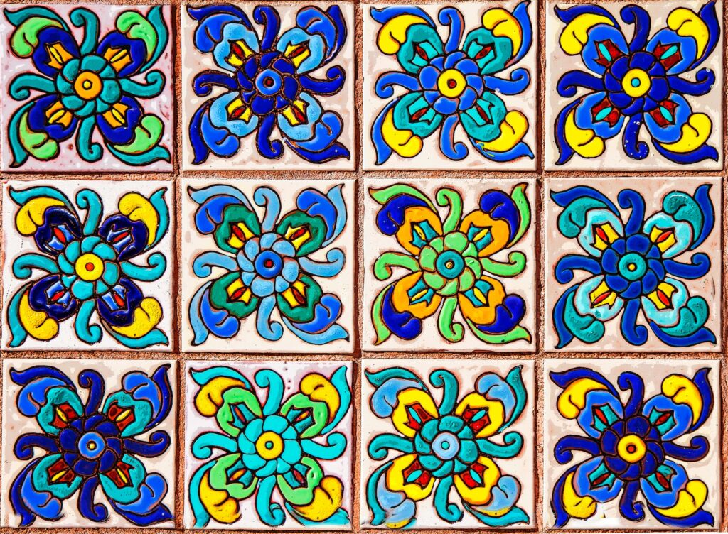 blue and white flower wall decor